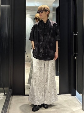 「HARE（ハレ）のハイソールレースアップミュール(HARE)（サンダル、ブラック系）」を使った、てんまさん（メンズ・178cm）の春コーディネート