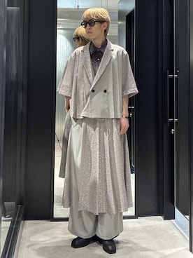 「HARE（ハレ）のハイソールレースアップミュール(HARE)（サンダル、ブラック系）」を使った、てんまさん（メンズ・178cm）の春コーディネート