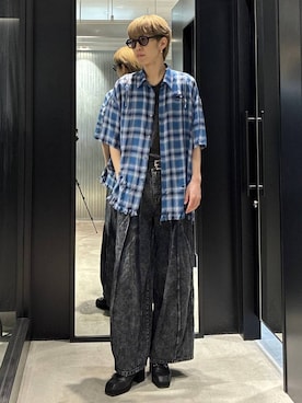 「HARE（ハレ）のハギキリカエデニムパンツ(HARE)（デニムパンツ、ブルー系）」を使った、てんまさん（メンズ・178cm）の春コーディネート