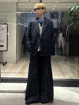 「HARE（ハレ）のステッチジャーマンシューズ(HARE)（ローファー、ブラック系）」を使った、てんまさん（メンズ・178cm）の秋コーディネート
