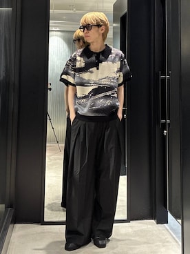 「HARE（ハレ）のハイソールレースアップミュール(HARE)（サンダル、ブラック系）」を使った、てんまさん（メンズ・178cm）の春コーディネート