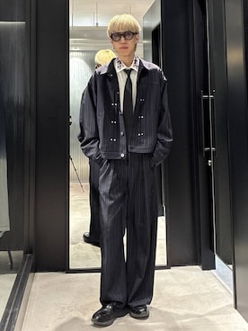 「HARE（ハレ）のアイテム（スラックス）」を使った、てんまさん（メンズ・178cm）の春コーディネート