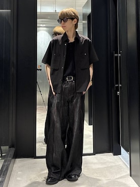 「HARE（ハレ）のハギキリカエデニムパンツ(HARE)（デニムパンツ、ブラック系）」を使った、てんまさん（メンズ・178cm）の夏コーディネート