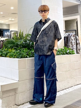 「HARE（ハレ）の2WAY-ZIPカーゴパンツ(HARE)（カーゴパンツ）」を使った、てんまさん（メンズ・181cm）の夏コーディネート