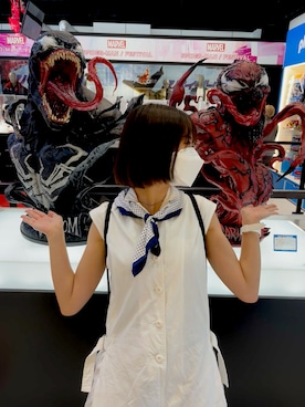 「NANO universe（ナノユニバース）のアイテム（オールインワン・サロペット）」を使った、namuamidabutsuさん（レディース・163cm）の夏コーディネート