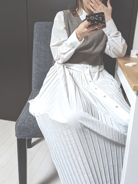 「プリーツ」｜「アイテム（PC・スマホグッズ/家電）」を使った、cocoさん（レディース・163cm）の夏コーディネート
