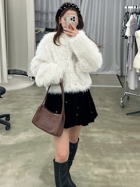 「アイテム（ノーカラーコート）」を使った、きよさん（レディース・162cm）の冬コーディネート