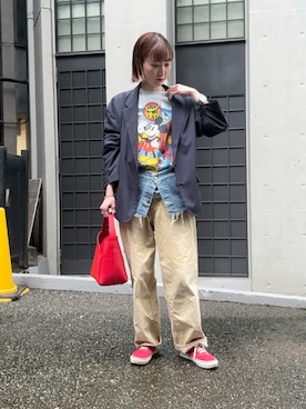 「アイテム（チノパンツ）」を使った、satakeさん（レディース・163cm）の秋コーディネート