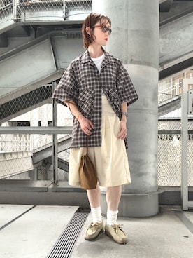 「アイテム（モカシン/デッキシューズ）」を使った、satakeさん（レディース・163cm）の秋コーディネート