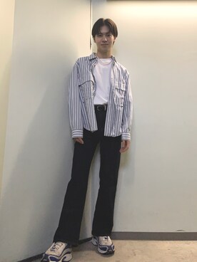 「ESTNATION（エストネーション）のアイテム（シャツ/ブラウス、ブルー系）」を使った、とーゆさん（メンズ・170cm）の秋コーディネート