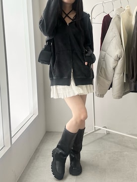 「アイテム（パーカー）」を使った、Junoさん（レディース・162cm）の秋コーディネート