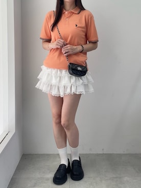 「アイテム（ポロシャツ）」を使った、Junoさん（レディース・162cm）の夏コーディネート