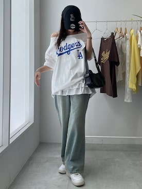 「アイテム（キャップ）」を使った、Junoさん（レディース・162cm）の夏コーディネート