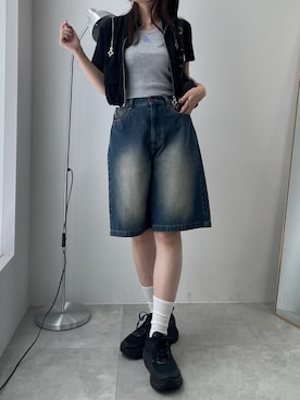 「アイテム（デニムパンツ）」を使った、Junoさん（レディース・162cm）の夏コーディネート