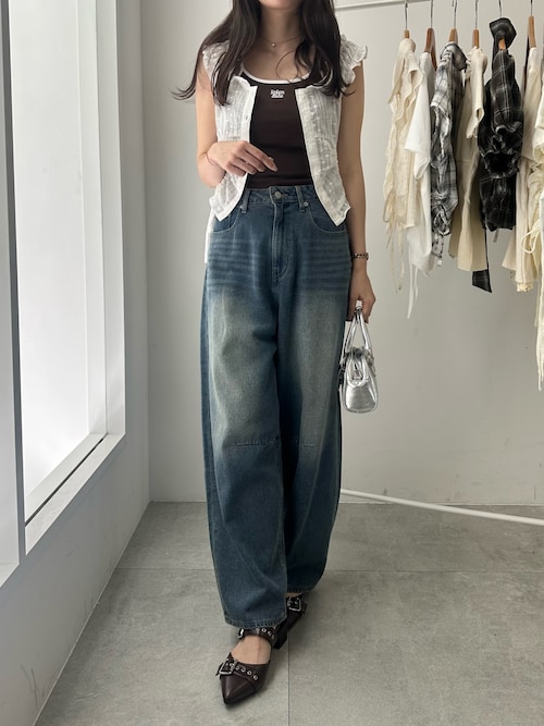 WEGO/【25年春夏新作】サマーデニムバレルレッグパンツ