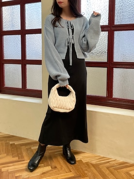 「サックスブルー」｜「アイテム（ブーツ）」を使った、Junoさん（レディース・162cm）の冬コーディネート