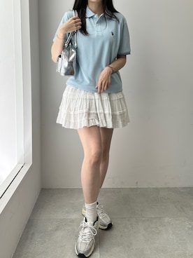 「アイテム（ポロシャツ）」を使った、Junoさん（レディース・162cm）の夏コーディネート