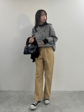 「ボーダースウェット」｜Junoさん（レディース・162cm）の秋コーディネート