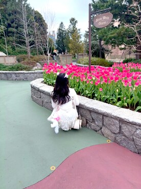 「SHEINのアイテム（スカート、ホワイト系）」を使った、m2lky_さん（レディース・152cm）の春コーディネート
