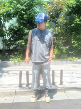 「DANKE SCHON（ダンケシェーン）のアイテム」を使った、星川徹聖さん（メンズ・176cm）の夏コーディネート