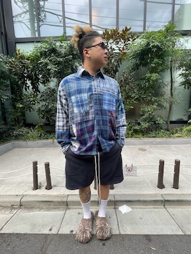 「WHITELAND（ホワイトランド）のアイテム（スウェットパンツ）」を使った、星川徹聖さん（メンズ・176cm）の夏コーディネート