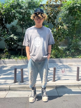 「WHITELAND（ホワイトランド）のアイテム（パンツ）」を使った、星川徹聖さん（メンズ・176cm）の夏コーディネート