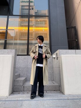 「soerte（ソエルテ）のアイテム（トレンチコート）」を使った、しんばさん（メンズ・171cm）の春コーディネート