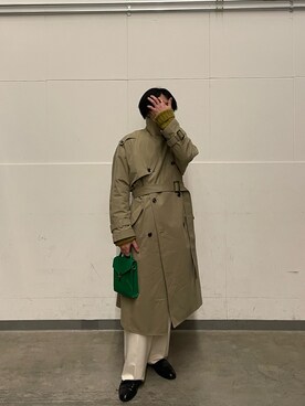 「soerte（ソエルテ）のアイテム（トレンチコート）」を使った、しんばさん（メンズ・171cm）の春コーディネート