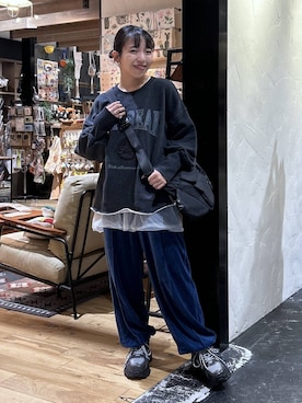 「niko and...（ニコアンド）のボリュームソールスニーカー（スニーカー）」を使った、h0peeekoさん（レディース・151cm）の秋コーディネート