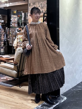 「ウエストゴム」｜「アイテム（ワンピース/ドレス）」を使った、h0peeekoさん（レディース・151cm）の秋コーディネート