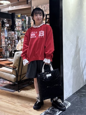 「niko and...（ニコアンド）のオリジナル2WAYテープトートバッグ（トートバッグ）」を使った、h0peeekoさん（レディース・151cm）の秋コーディネート