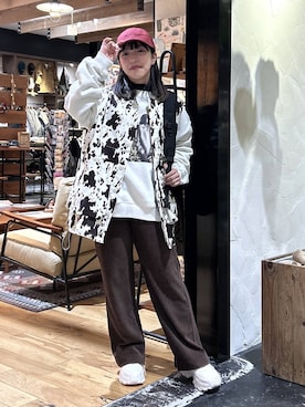 「niko and...（ニコアンド）のボリュームソールスニーカー（スニーカー）」を使った、h0peeekoさん（レディース・151cm）の冬コーディネート