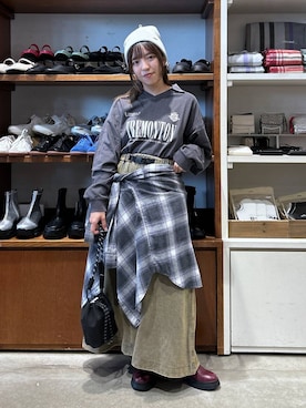 「アイテム（ニットキャップ/ビーニー、シルバー系）」を使った、h0peeekoさん（レディース・152cm）の秋コーディネート