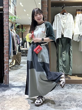 「niko and...（ニコアンド）のバンダナシュシュ（シュシュ、イエロー系）」を使った、h0peeekoさん（レディース・152cm）の春コーディネート