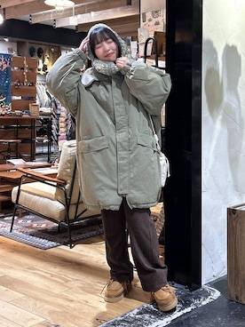 「アイテム（モカシン/デッキシューズ）」を使った、h0peeekoさん（レディース・151cm）の冬コーディネート