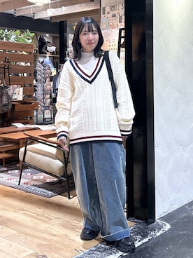 「niko and...（ニコアンド）のボリュームソールスニーカー（スニーカー）」を使った、h0peeekoさん（レディース・151cm）の秋コーディネート