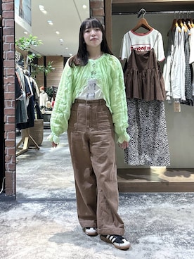 「niko and...（ニコアンド）のアソートフォト&レタリングTシャツ（Tシャツ/カットソー、ベージュ系）」を使った、h0peeekoさん（レディース・152cm）の春コーディネート
