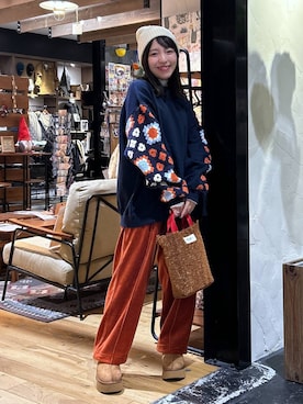 「ウエストゴム」｜「アイテム（帽子）」を使った、h0peeekoさん（レディース・151cm）の冬コーディネート