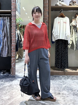 「niko and...（ニコアンド）のWビーズチョーカー（チョーカー、ブラック系）」を使った、h0peeekoさん（レディース・152cm）の春コーディネート