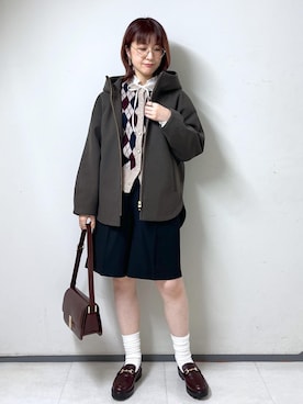 「ROPE' PICNIC（ロペピクニック）のジャージーメルトンシリーズ ジップアップフーデッドコート/無地・チェック/リンクコーデ（ブルゾン）」を使った、toshicoさん（レディース・165cm）の冬コーディネート