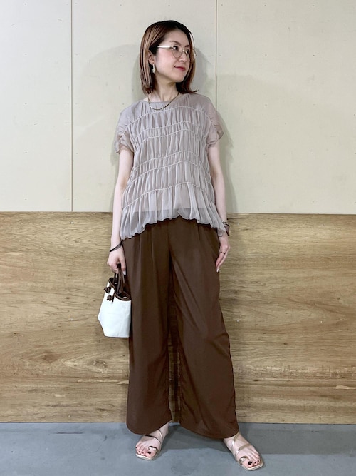 セール】楊柳シャーリングシアートップス（Tシャツ/カットソー）｜ROPE