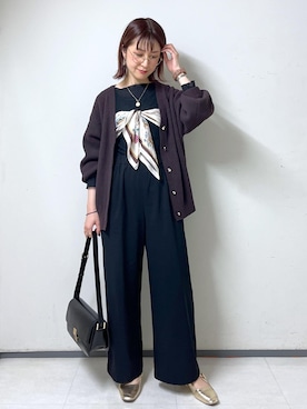 「アイテム（バンダナ/スカーフ）」を使った、toshicoさん（レディース・165cm）の秋コーディネート
