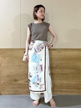 「アイテム（ニット/セーター）」を使った、toshicoさん（レディース・165cm・30代）の夏コーディネート