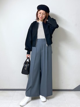 「アイテム（ハンチング/ベレー帽）」を使った、toshicoさん（レディース・165cm・40代）の秋コーディネート