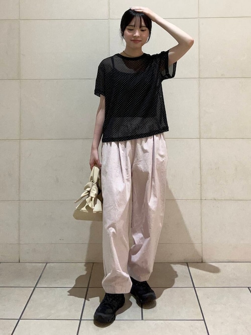 セール】mizuiro ind mesh dot crew-neck T-shirts（Tシャツ