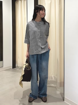 「FORK&SPOON（フォークアンドスプーン）のアイテム」を使った、内山千笑さん（レディース・160cm）の夏コーディネート