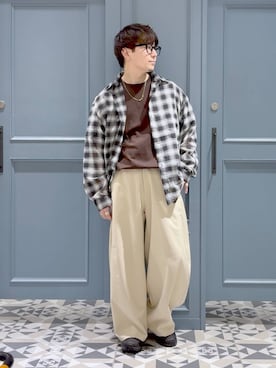 「RAGEBLUE（レイジブルー）のアイテム（スラックス）」を使った、はいねさん（メンズ・165cm）の春コーディネート