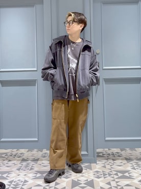 「アイテム（チノパンツ）」を使った、はいねさん（メンズ・165cm）の秋コーディネート