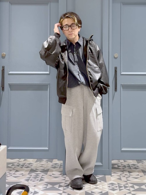 セール】シンセティックレザー/ジップアップパーカー（ブルゾン