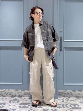 「デニムシャツ」｜「アイテム（財布/小物）」を使った、はいねさん（メンズ・165cm）の夏コーディネート